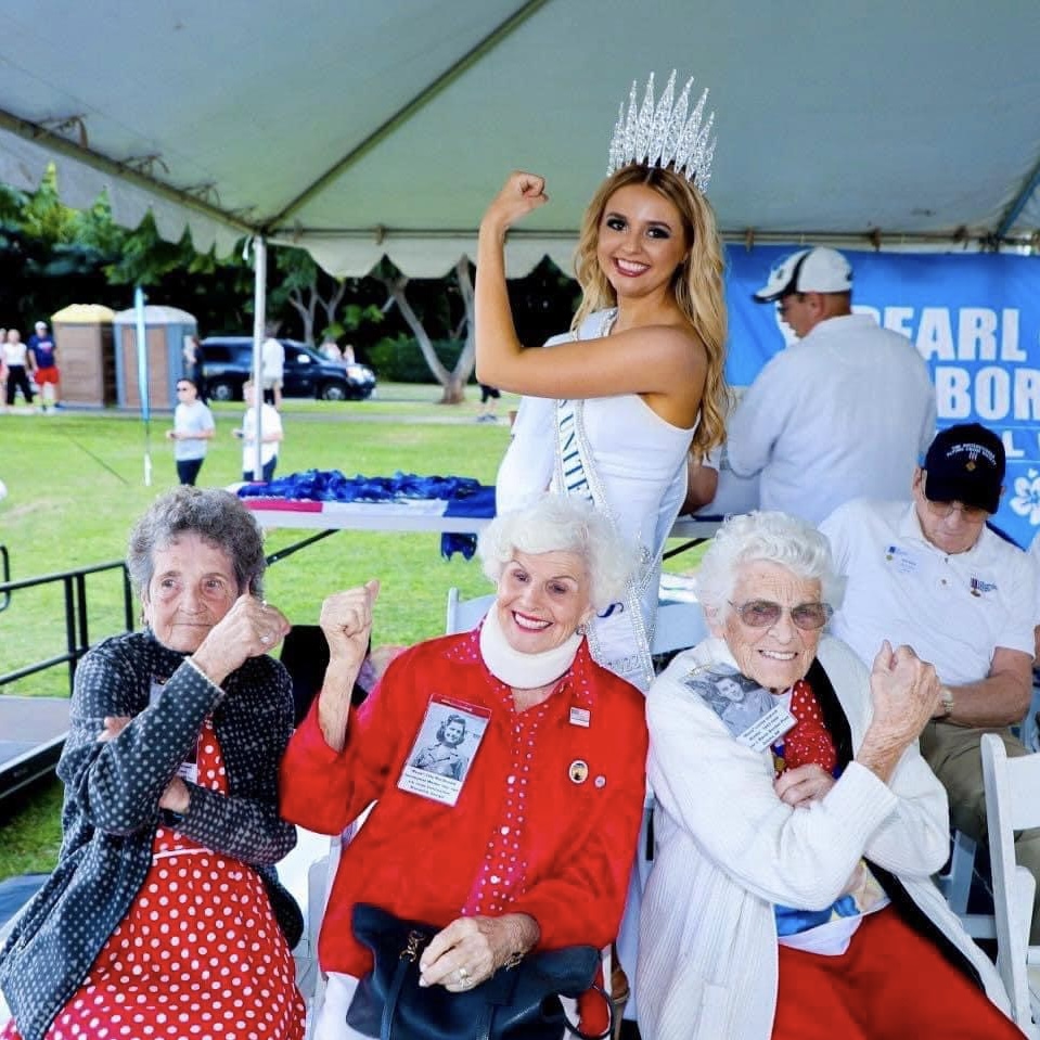 Lily with Rosie the Riveters at a Pearl Harbor memorial event