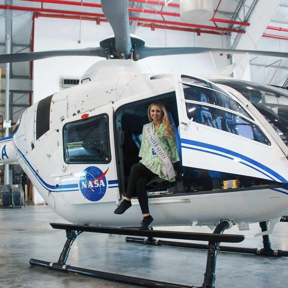 Lily on a NASA helicopter